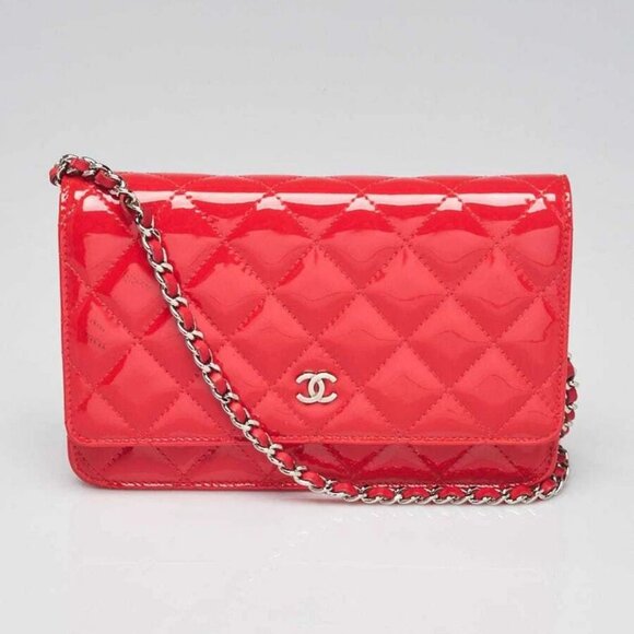 Chanel Pink Quilted Patent Leather Classic WOC Clutch Bag - Picture 1 of 12